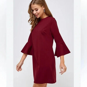 Gap red burgundy dress size XS bell three quarter sleeves mini